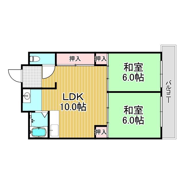 加島第3マンション(2LDK/2階)の間取り写真