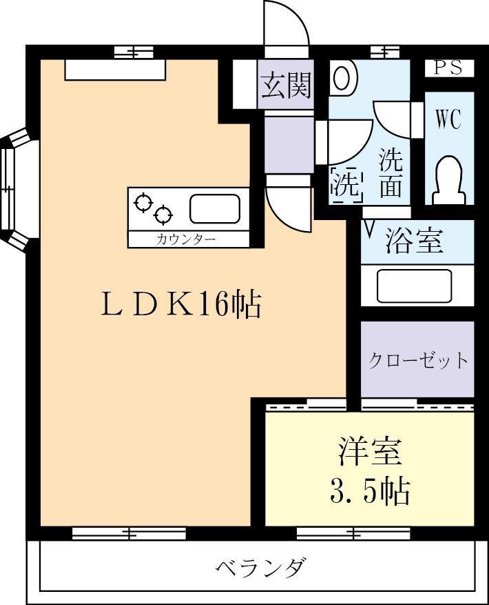 フォレストフィールドV(1LDK/3階)の間取り写真