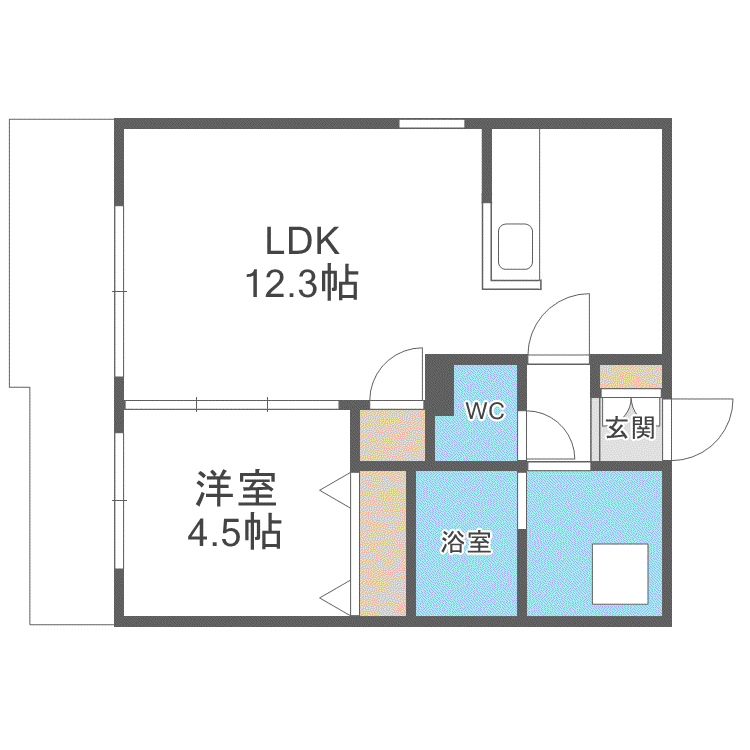 アーバンフラッツ千歳(1LDK/2階)の間取り写真