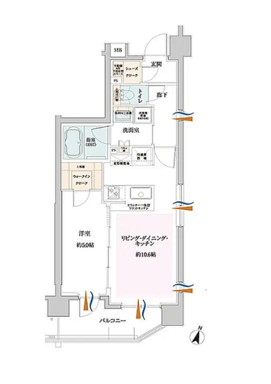 サンクレイドル目黒林試の森(1LDK/5階)の間取り写真