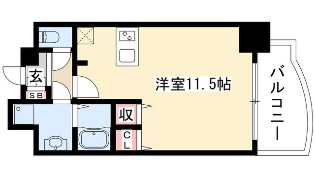 プレサンス泉アーバンゲート(1K/15階)の間取り写真