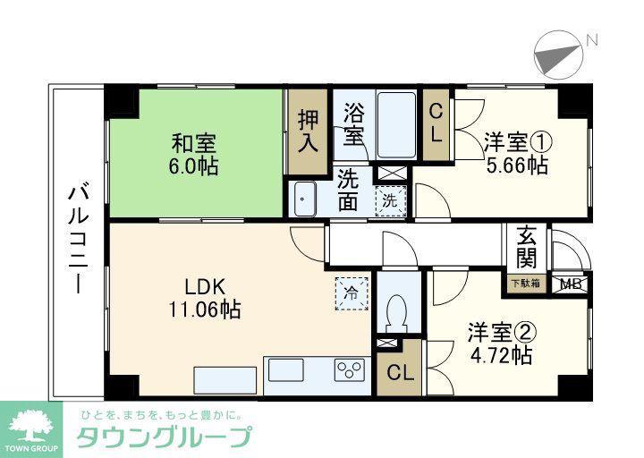 サニーヒルII(3LDK/3階)の間取り写真