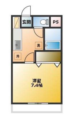 セントラルK(1K/2階)の間取り写真