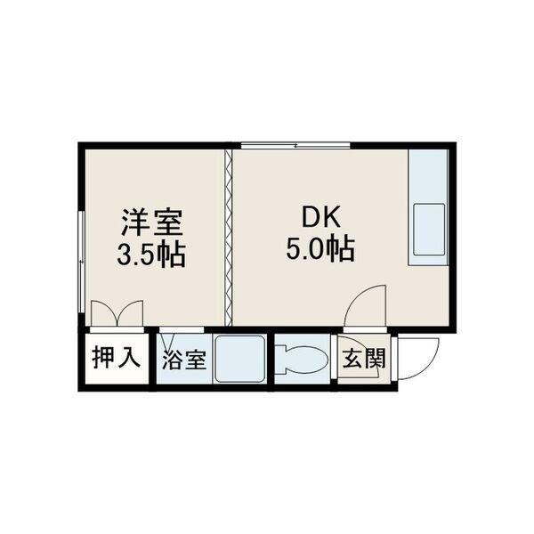 ハイツ鈴蘭(1DK/3階)の間取り写真