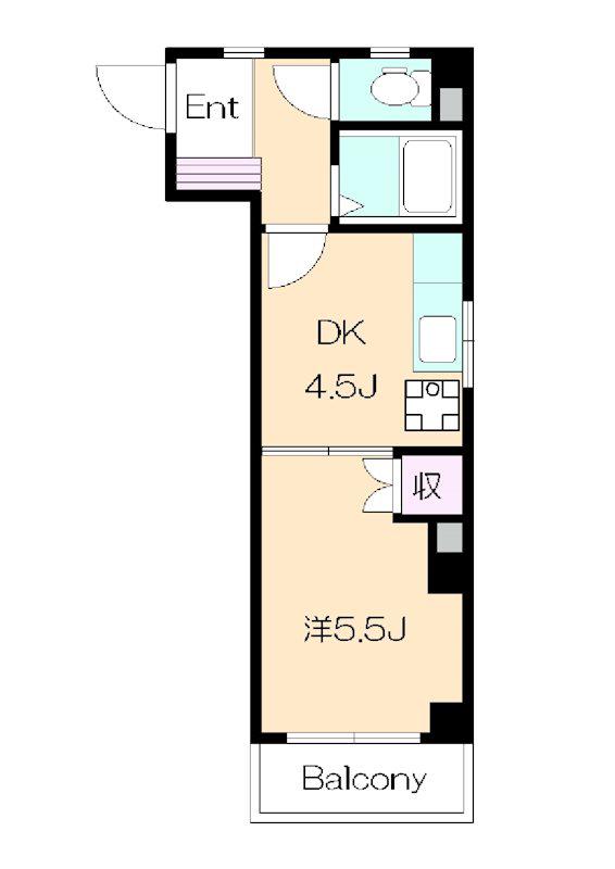 カーサ花の木(1DK/3階)の間取り写真
