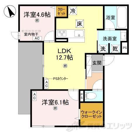 クラシスト菅原ウエスト(2LDK/1階)の間取り写真