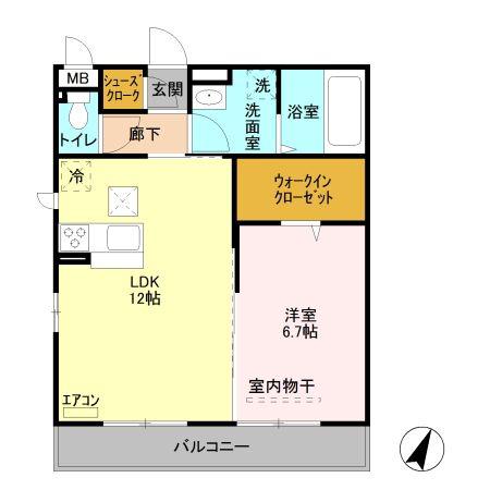 グレイス・フォレ I(1LDK/2階)の間取り写真