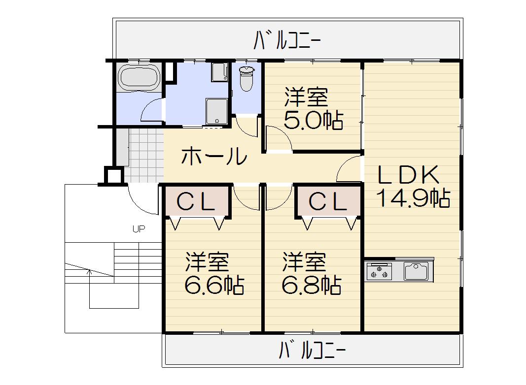 マンションT&SII(3LDK/1階)の間取り写真