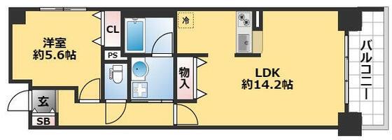 TKD北条口(1LDK/6階)の間取り写真