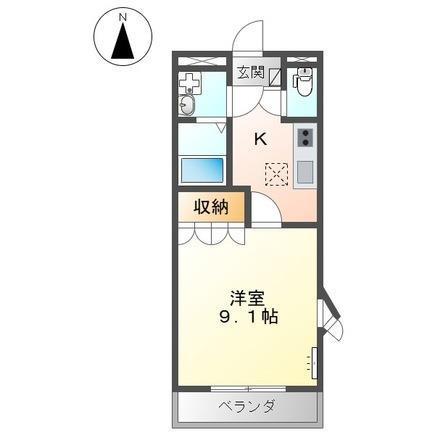 コンチェルト笠岡B(1K/1階)の間取り写真