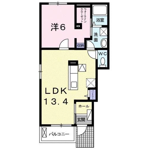 アーバンクラールI(1LDK/1階)の間取り写真