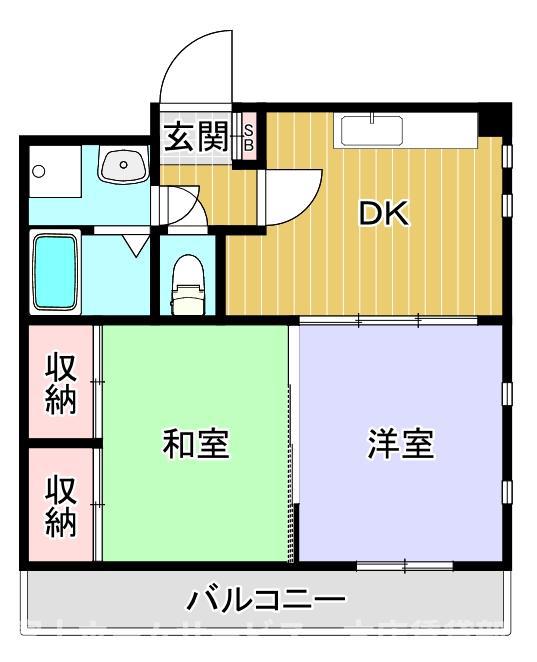 シエーヌパレ(2DK/3階)の間取り写真