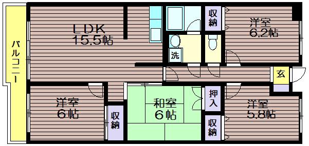 ロイヤルパレス(4LDK/4階)の間取り写真