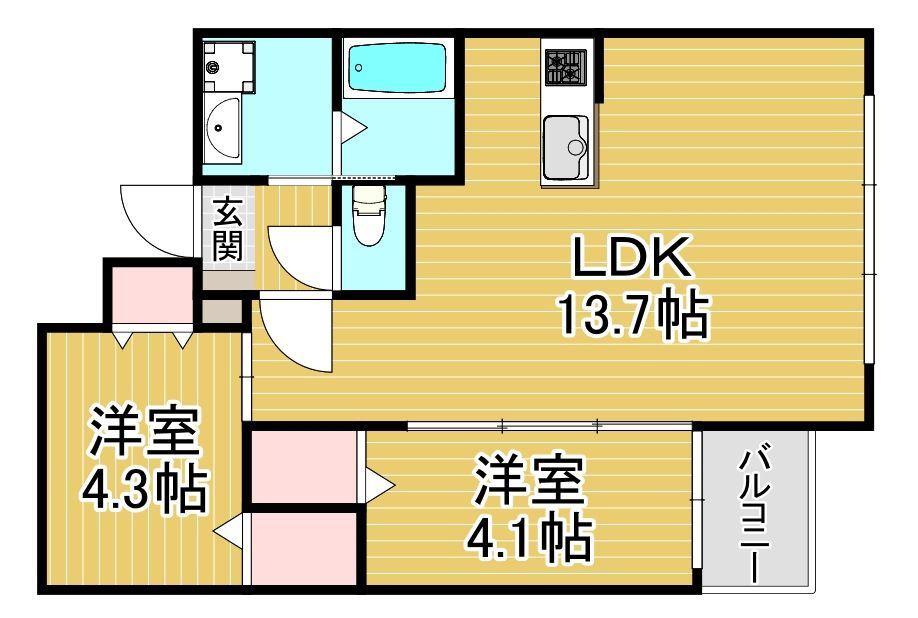 ENSTEPNO.11高宮南(2LDK/3階)の間取り写真