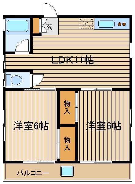 エスコートオノプラザ(2LDK/2階)の間取り写真