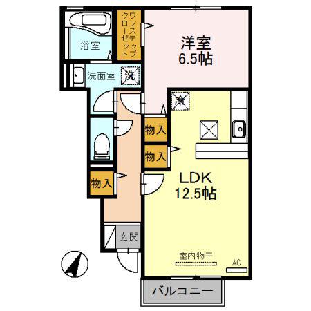 カーサ ディ パーチェ(1LDK/1階)の間取り写真