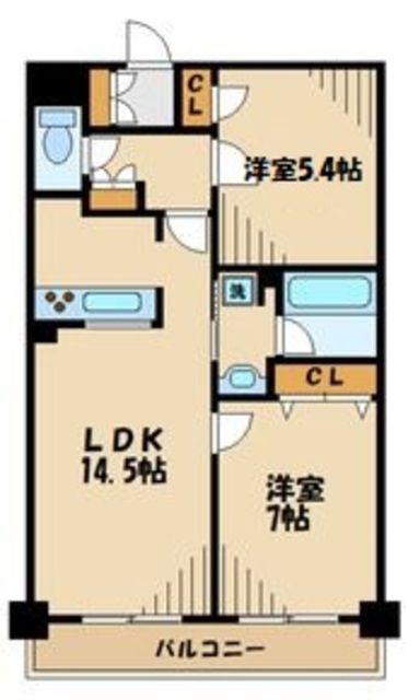 キュロコ玉川学園 東棟(2SLDK/1階)の間取り写真