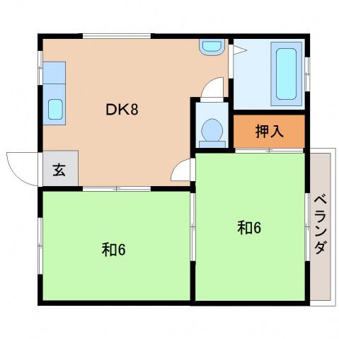 片岡ビル(2DK/3階)の間取り写真