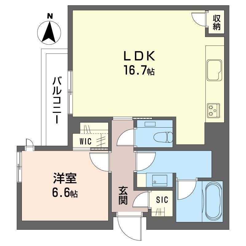 オーギュスト ルネ(1LDK/2階)の間取り写真