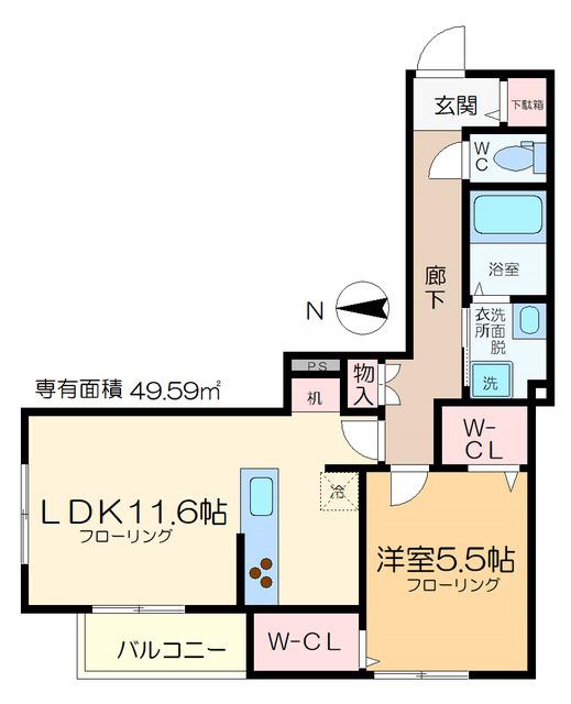 メゾンドサントル船堀(1LDK/4階)の間取り写真