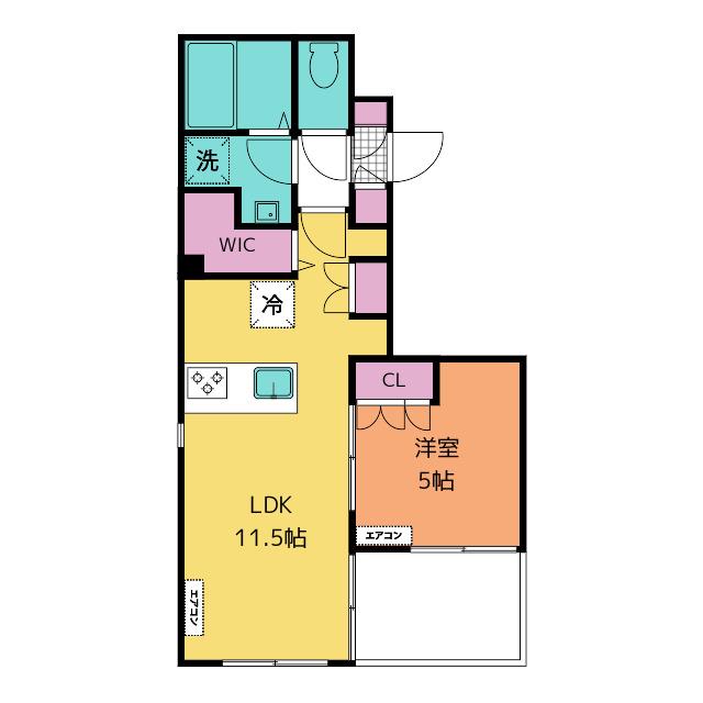 MELIA湘南(1LDK/2階)の間取り写真