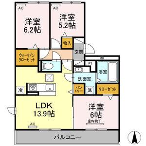 グランディール(3LDK/1階)の間取り写真