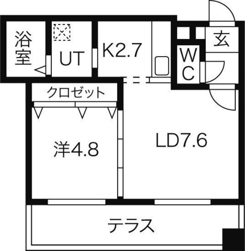 GLASS N21(1LDK/1階)の間取り写真