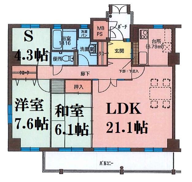 フィールトレイン(2SLDK/2階)の間取り写真