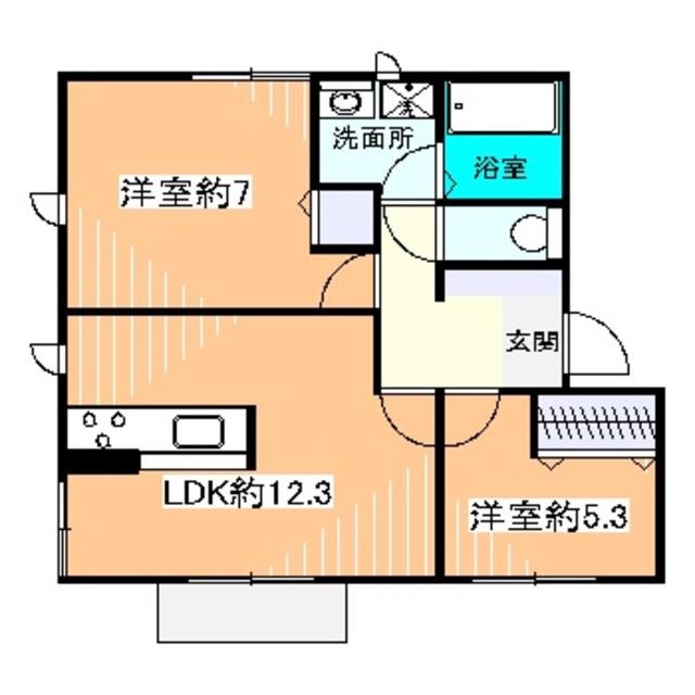 セピアコートB棟(2LDK/1階)の間取り写真