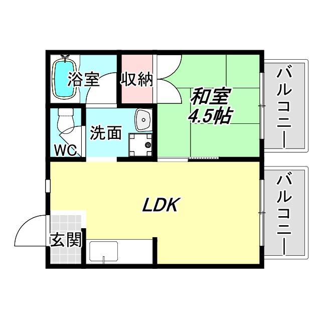 ロイヤルハイツ南(1LDK/4階)の間取り写真