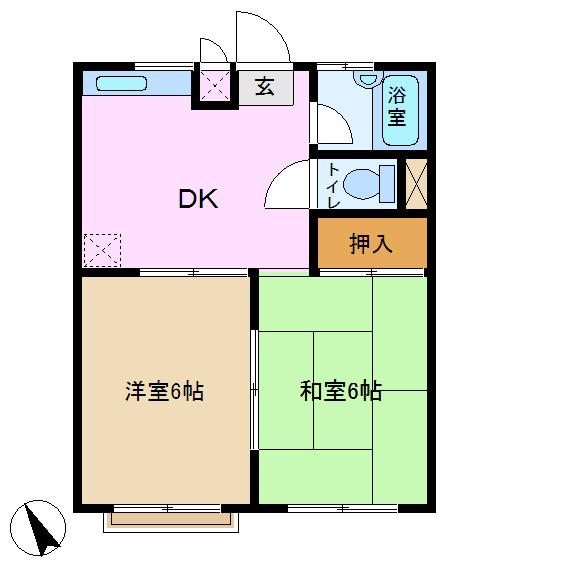 ニッセイハイム(2DK/1階)の間取り写真