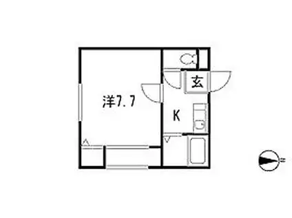 アップルハウスしじま台 II(1K/2階)の間取り写真