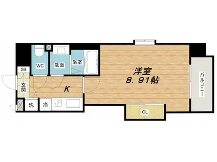 LUXE難波西III(1K/7階)の間取り写真