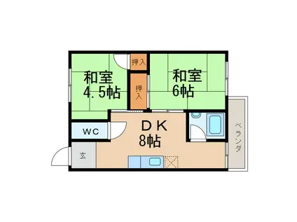 第一春日コーポ(2DK/2階)の間取り写真