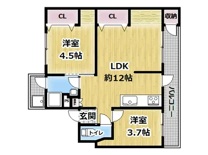山陽電鉄本線 大蔵谷駅 徒歩8分 4階建 築70年(3LDK/1階)の間取り写真