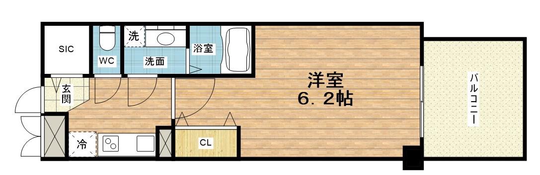 ワールドアイ梅田ウエスト(1K/2階)の間取り写真