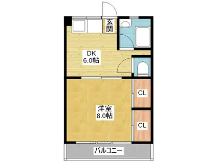 ニューコーポ松葉(1DK/3階)の間取り写真