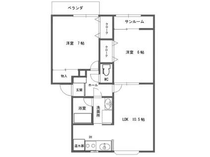 カーサ・フローラVI(2LDK/3階)の間取り写真