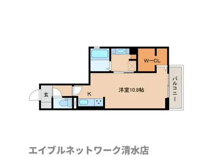 カーサ三保(1K/1階)の間取り写真