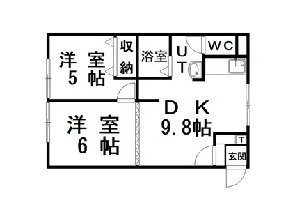 エーコー大楽毛B(2DK/2階)の間取り写真