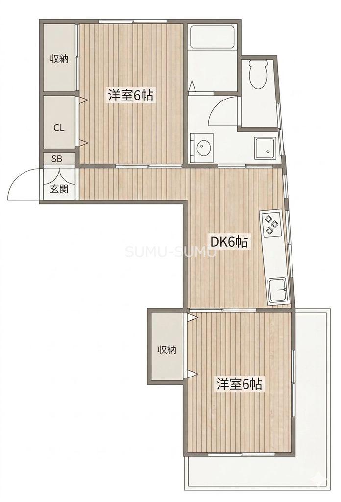 パークハイム反町(1LDK/2階)の間取り写真