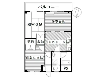 伊勢崎ヴィレッヂ(3DK/4階)の間取り写真