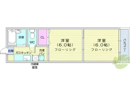 サニーライフ国見ヶ丘(2K/1階)の間取り写真