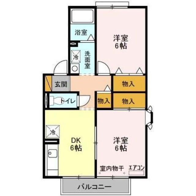 セジュール烏山II・III(2DK/1階)の間取り写真