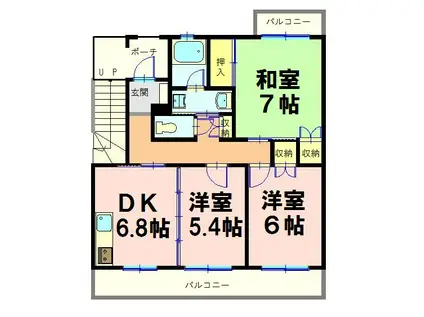 ローレルマンション太田A棟(3DK/1階)の間取り写真