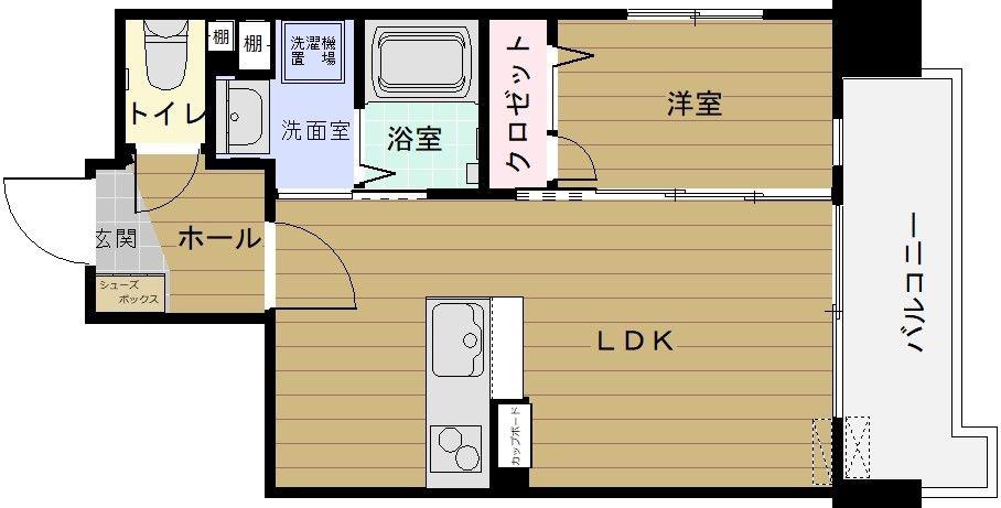 リバティR TENJIN I(1LDK/9階)の間取り写真