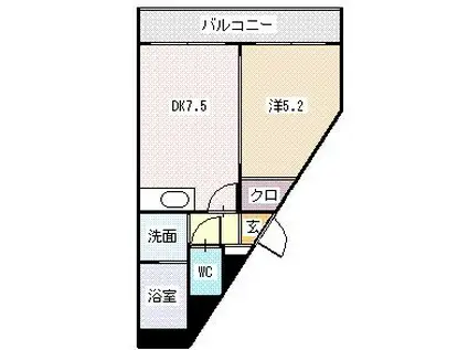 アーネスト(1DK/3階)の間取り写真