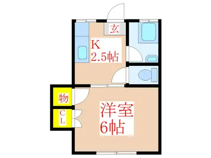 トンボパレス21V(1K/1階)の間取り写真