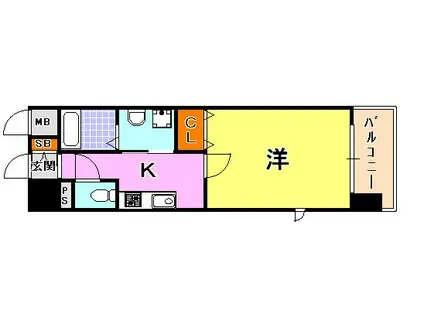 エスリード神戸三宮パークビュー(1K/4階)の間取り写真