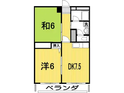 ポラリス南国III(2DK/3階)の間取り写真